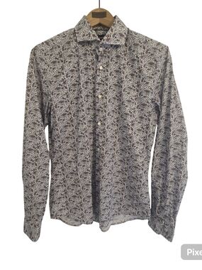Joop Men's Floral Print Long-Sleeve Button-Down Shirt - Brown & White